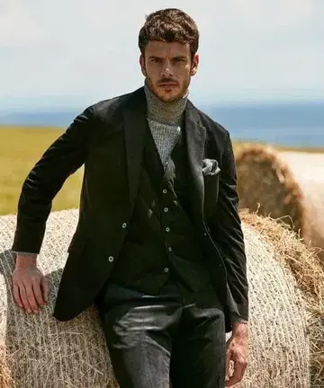 [ 희소 사이즈 5L ] 조셉 아부드 오팔 샌드 벨루어 자켓 블랙