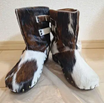 BOSABO 바이컬러 엔지니어 부츠 소가죽 송치 부츠 23cm