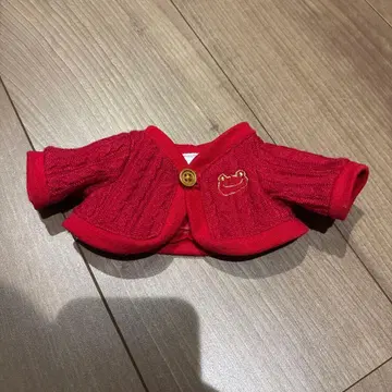 개구리 피클스 빈 인형용 코스튬 가디건 빨간색 레드 자수