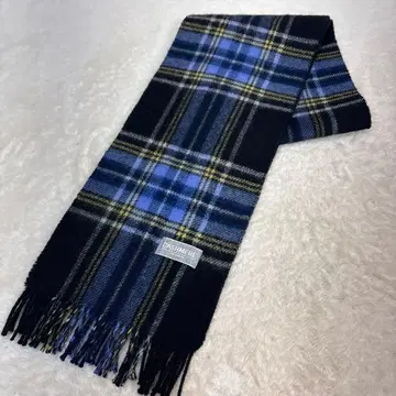 캐시미어 체크 무늬 머플러 블랙 파랑 노랑 캐시미어 머플러