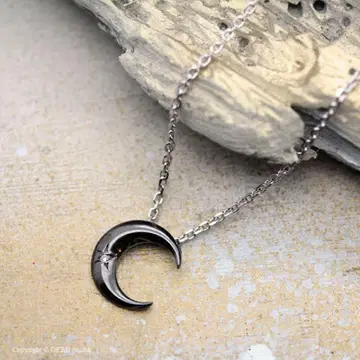 [ MU-RA ] 무라 목걸이 달 블랙 다이아몬드 실버925