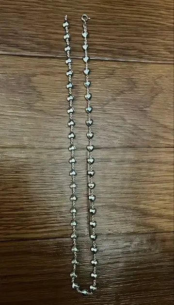 빈티지 실버 925 퍼프 하트 목걸이 체인