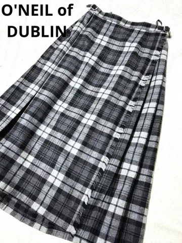 오닐 오브 더블린 체크 무늬 롱 퀼트 스커트