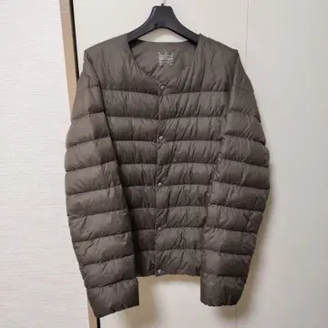 무인양품 노카라 다운 자켓 L 브라운 포켓터블