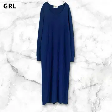 그레일 네이비 롱 원피스 긴팔 L 루즈핏 얇은 소재 심플 무지