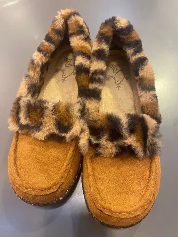 LL 사이즈 셰이크 잉크 로브 브라운 스웨이드 레오파드 무늬 퍼 포함