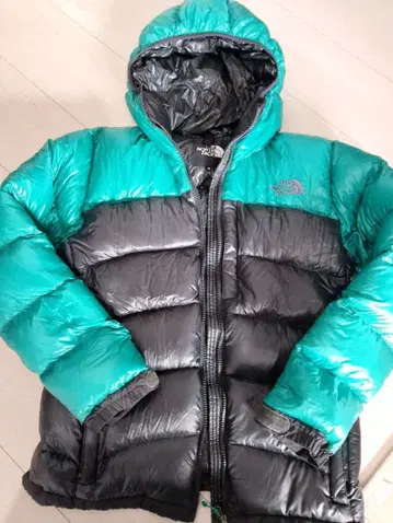 THE NORTH FACE 후드 부착 다운 자켓 S 그린/블랙