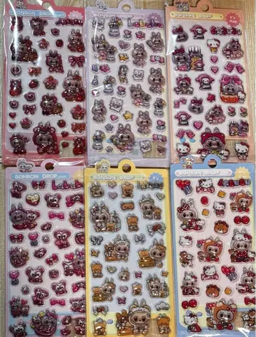 라부부 labubu 모자 꽁지 드롭 씰 씰 6개 묶음 판매