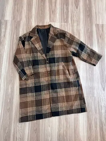4L 브라운 x 블랙 롱 코트 빅 사이즈