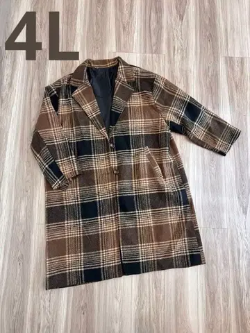 4L 브라운 x 블랙 롱 코트 빅 사이즈