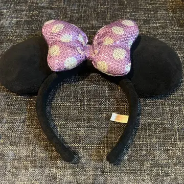 미니 귀 머리띠 보라색 물방울 패턴 디즈니