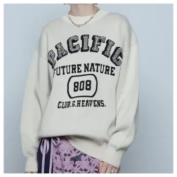 GENE HEAVENS 칼리지풍 로고 자카드 니트