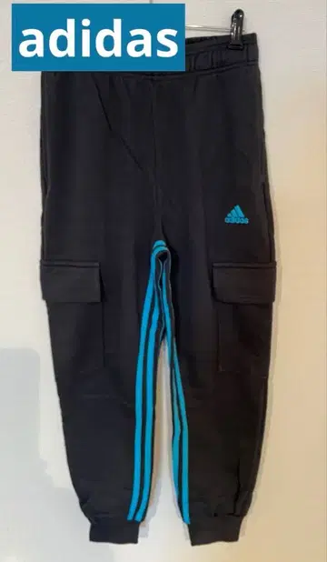 아디다스 카고 팬츠 M 삼선 로고 스카이블루 조거