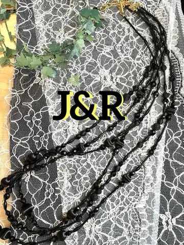 [J & R] 비즈 3연 스트랜드 목걸이 블랙