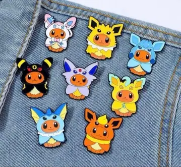 포켓몬 이브이 판초 부스터 핀 배지 8개