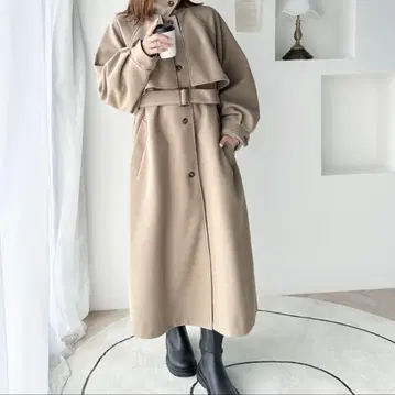 classicalelf 볼륨 슬리브 니트 모사 롱 체스터 코트