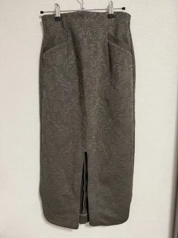 마메 쿠로구치 꽃무늬 타이트 스커트 다크 그린