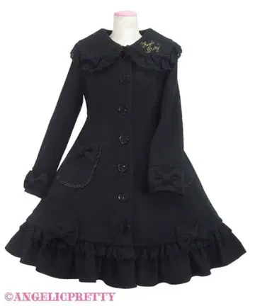 Angelic Pretty 옷깃 로고 자수 Sweet 코트 블랙