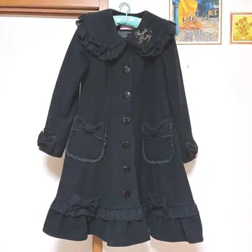 Angelic Pretty 옷깃 로고 자수 Sweet 코트 블랙