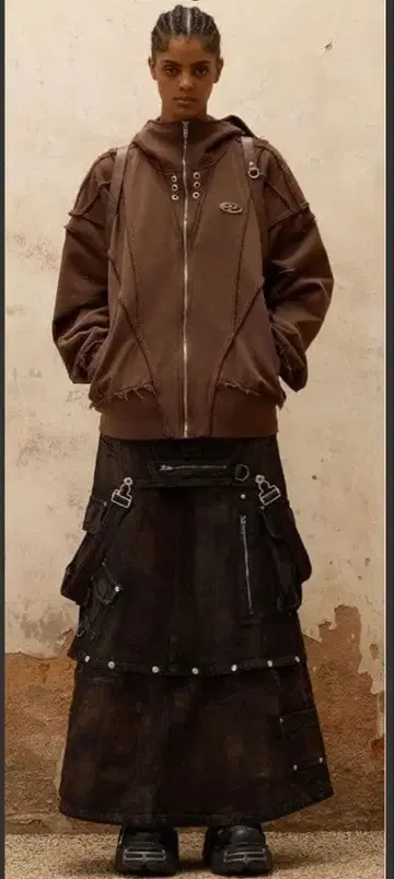 Personsoul MudMaxi Denim Dungarees Skirt