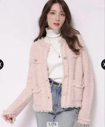 아푸와이저 리셰 프린지 트위드 니트 자켓 M 핑크