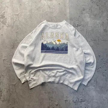 USA 구제 의류 ALASKA 프린트 맨투맨 트레이닝복 XL 사이즈 아트