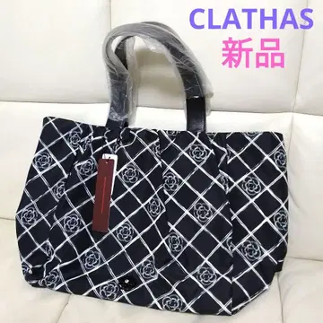 새상품 CLATHAS 클레이 카멜리아 무늬 토트백 블랙 대용량