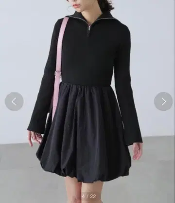 FREE'S MART 직물 도킹 하프 지퍼 미니 원피스