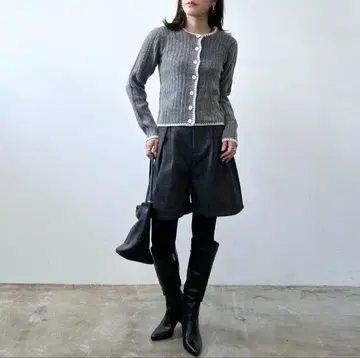 미사용 새상품 멜란지 스트레치 스티치 가디건 [ Gray ]