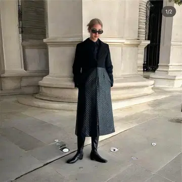 JANEAMARANTH 퀼팅 PU 가죽 도킹 코트