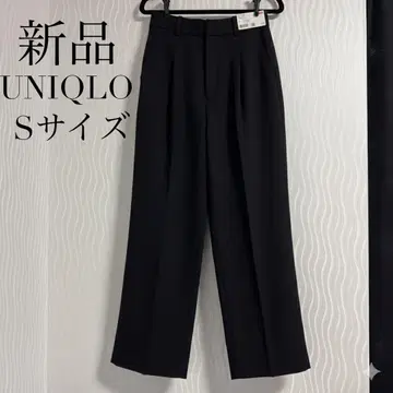 [택 포함 새상품] UNIQLO 유니클로 턱 와이드 팬츠 S 블랙