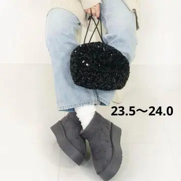 통굽 무스탕 숏부츠 그레이 L 23.5~24.0