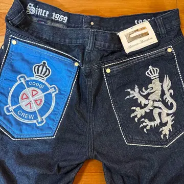 Coogi 자수 포켓 초와이드 배기 데님 W38