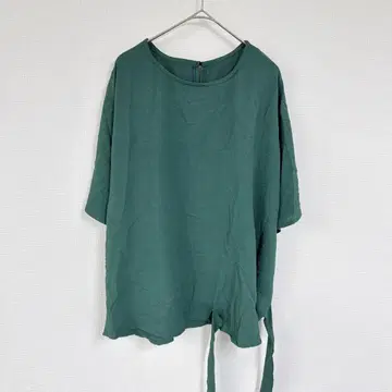 폴리에스테르 셔츠 [XL] 그린 긴팔 백 버튼 캐주얼