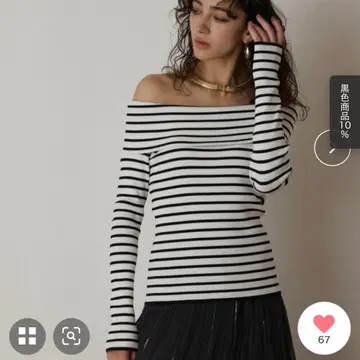 이번 시즌 Diagram 오프숄더 리브 니트 탑