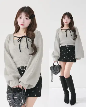 다리치 Darich 아시메 레이어드 니트탑 GRY 그레이