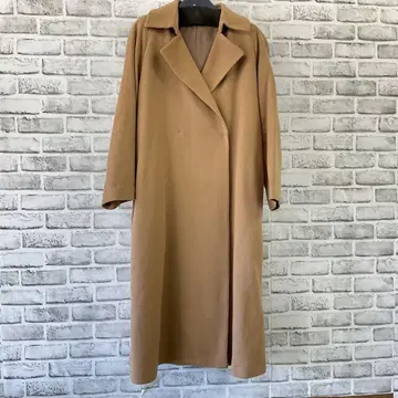 베이지 롱 코트 오픈 프론트