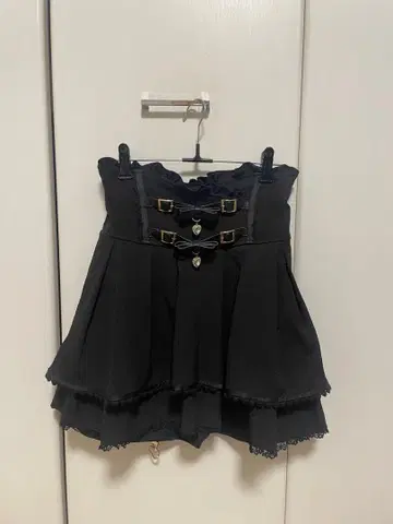 LIZLISA 2단 리본 벨트 치마바지 블랙