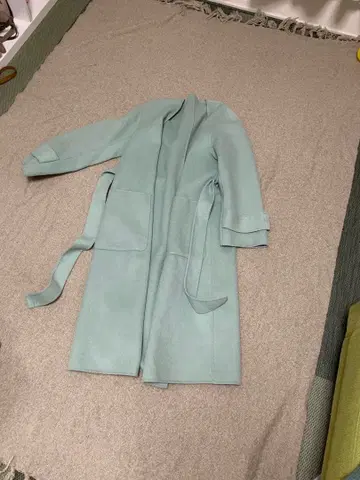 Mila Owen 민트 그린 롱 코트 벨트 포함