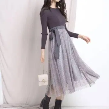 리랜드트루 도트 튤 도킹 원피스