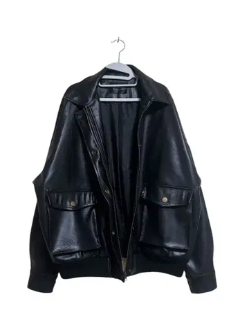 새상품급 구제 의류 블랙 가죽 자켓 오버 사이즈 넉넉한