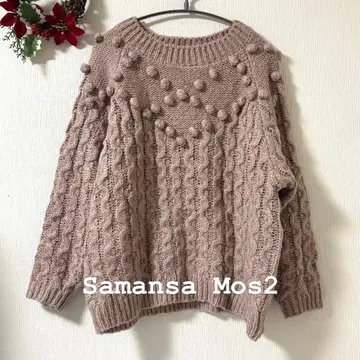 Samansa Mos2 폼폼 니트 케이블 니트 스웨터