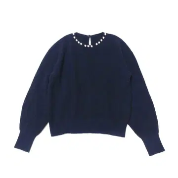 언타이틀 크루넥 니트 펄 장식 울 네이비 다크 네이비 M