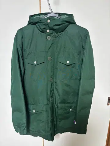 Champion 후드 부착 다운 자켓 다크 그린