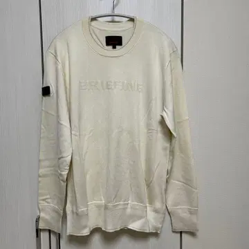 BRIEFING 브리핑 남성용 사이즈 M 화이트 실크 혼방 로고 니트