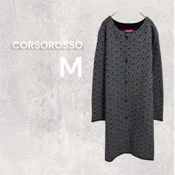 코르소 로쏘 이탈리아제 아우터 겉옷 가디건 롱 울 올 패턴 M
