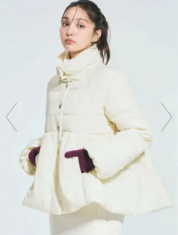 coca 충전솜 스탠드 카라 플레어 블루종