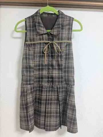 GRL 체크 무늬 리본 슬리브리스 셔츠 미니 원피스[dk1565]