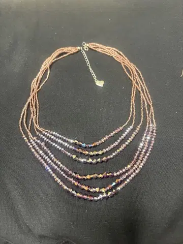 목걸이 팔찌 세트 크리스마스 기프트 반짝이는 비즈 퍼플