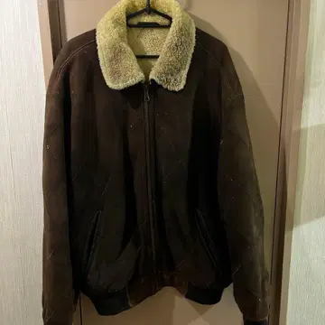 브라운 가죽 퀼팅 자켓